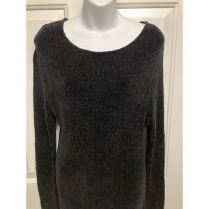 Eileen Fisher Women's Sweater Dress Chenille Long Sleeve Black Size Small/Medium